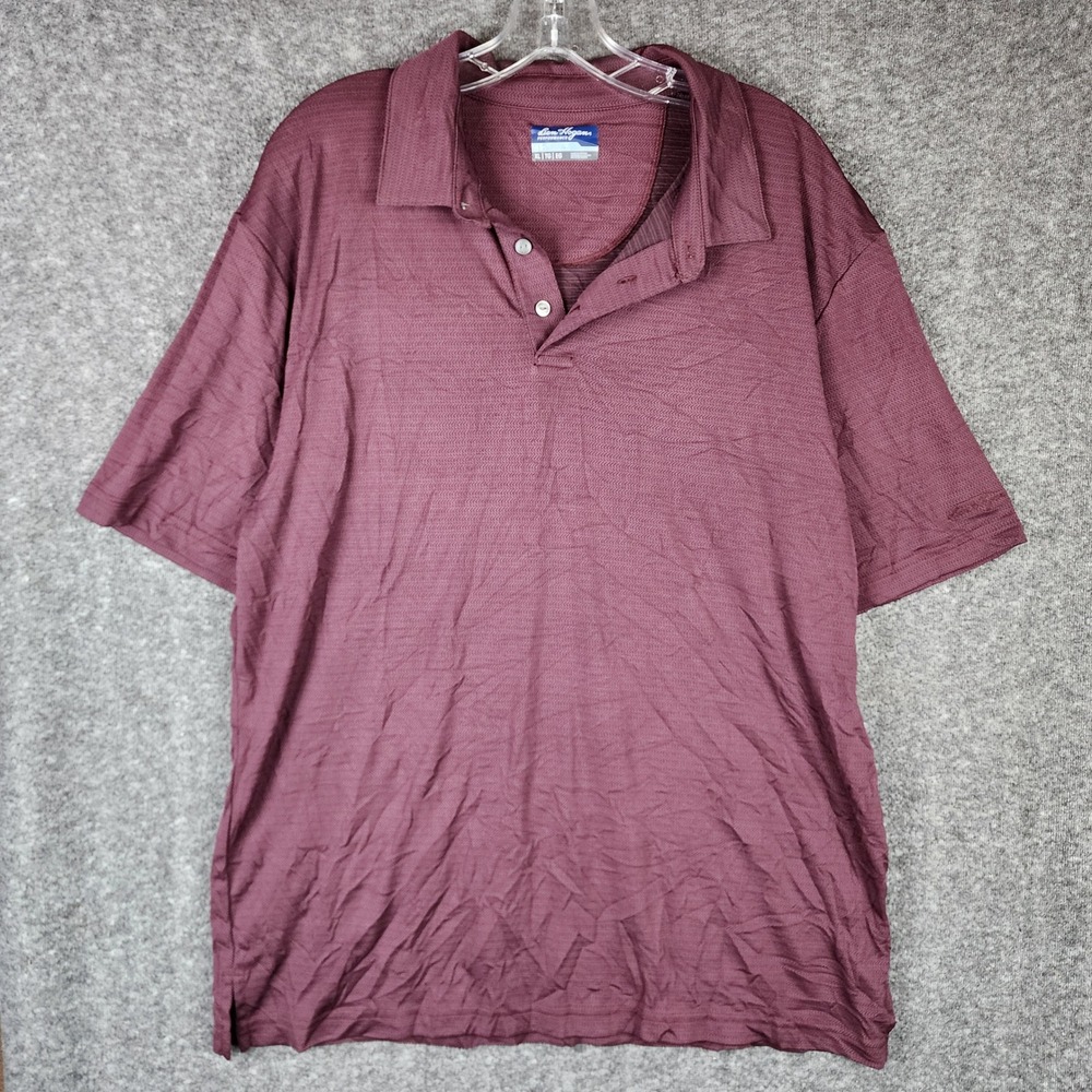 Ben Hogan Polo Shirt Mens XL Burgundy Performance Textured Chevron Short Sleeve